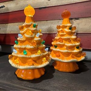LAST CHANCE. Gone at end of November NOSTALGIC LIGHTED CERAMIC TREES, Set of 2